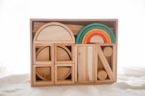 QTOYS - Hollow Blocks With Rainbow - 40 Pieces